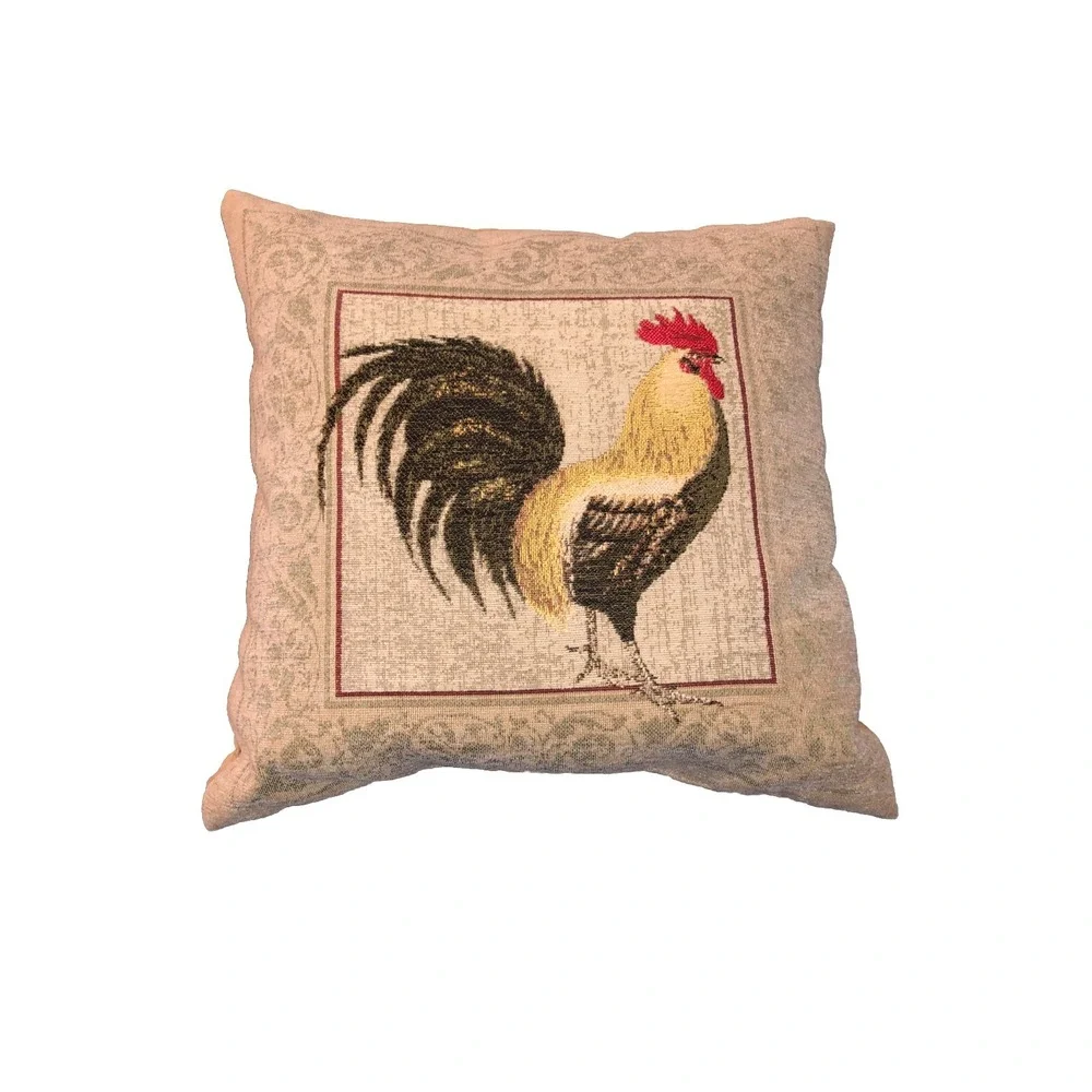 Granny's Country Farmhouse‎ Rooster Throw Pillow Brocade & Velvet 15x15x5